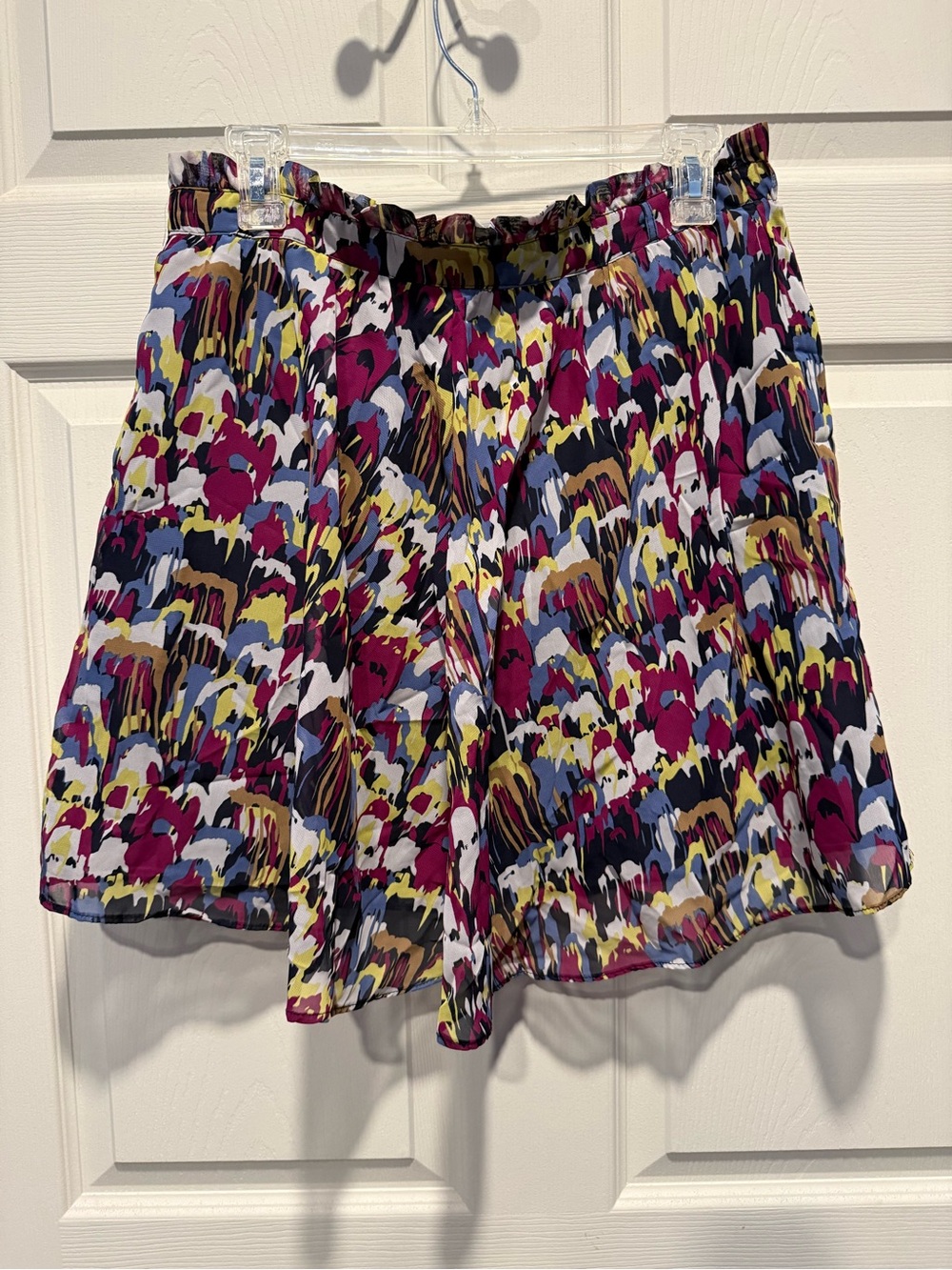 Dalia Collection Multicolor Brushstroke Skort in Magenta, Blue & Yellow